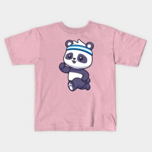 Cute Panda Running Cartoon Kids T-Shirt